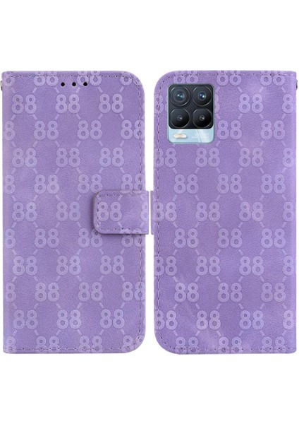 Realme 8 4g Için Telefon Kılıfı/8 Pro Kickstand Çift 8 Kabartmalı Cüzdan Kapak (Yurt Dışından)