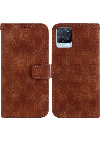 Realme 8 4g Için Telefon Kılıfı/8 Pro Kickstand Çift 8 Kabartmalı Cüzdan Kapak (Yurt Dışından)