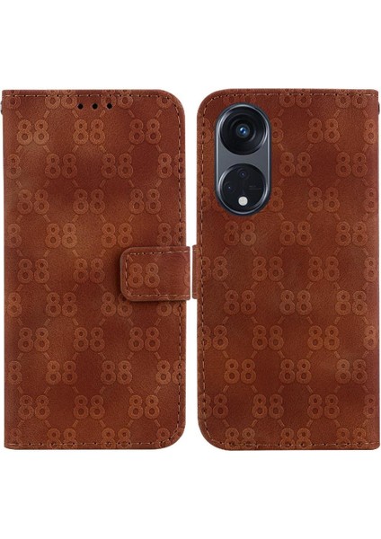 Telefon Kılıfı Için Oppo Oppo 8t 5g Kickstand Çift 8 Kabartmalı Pu Deri Kart (Yurt Dışından)