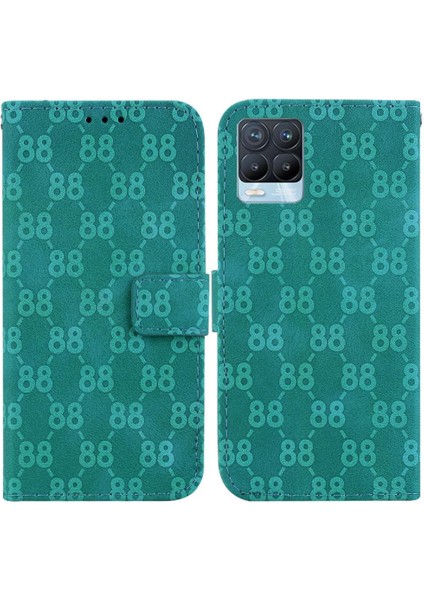 Realme 8 4g Için Telefon Kılıfı/8 Pro Kickstand Çift 8 Kabartmalı Cüzdan Kapak (Yurt Dışından)