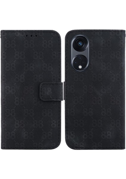 Telefon Kılıfı Için Oppo Oppo 8t 5g Kickstand Çift 8 Kabartmalı Pu Deri Kart (Yurt Dışından)