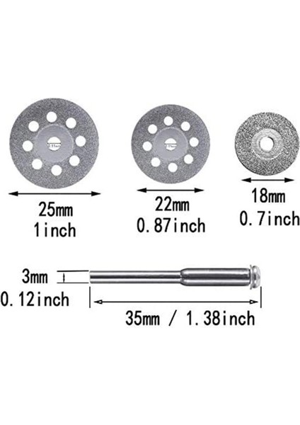 37 Adet Elmas Kesme Tekerleği (25MM/22MM/18MM), Elmas Kaplamalı Kesme Tekerleği ve Dremel Döner Alet Için 6 Adet 3mm Mandrel (Yurt Dışından)
