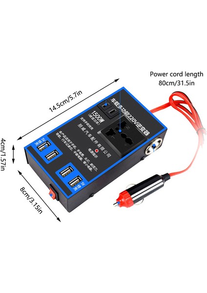 1500W Araba Güç Çevirici 12V 24V Için 220V Araba Cep Telefonu USB Şarj Kamyon Ev Soketi Otomatik Şarj Cihazı Dönüştürücü Adaptör Jessica (Yurt Dışından)