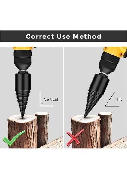 Adet Yakacak Odun Kütük Ayırıcı Matkap Uçları, Çıkarılabilir Ahşap Ayırıcı Matkap Uçları, Altıgen Kare Yuvarlak Hanle Matkap (42MM) (Yurt Dışından)
