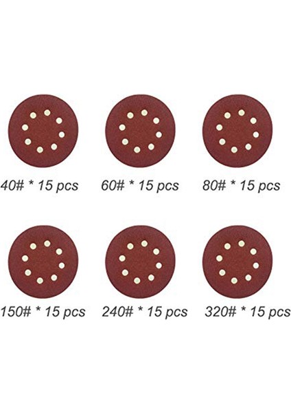 Inç 8 Delikli Zımpara Diski 40 60 80 150 240 320 Kum Çeşitli Aşındırıcı Zımpara Kağıdı Kanca ve Döngü Orbital Zımpara Pedi (Yurt Dışından) fırsatları