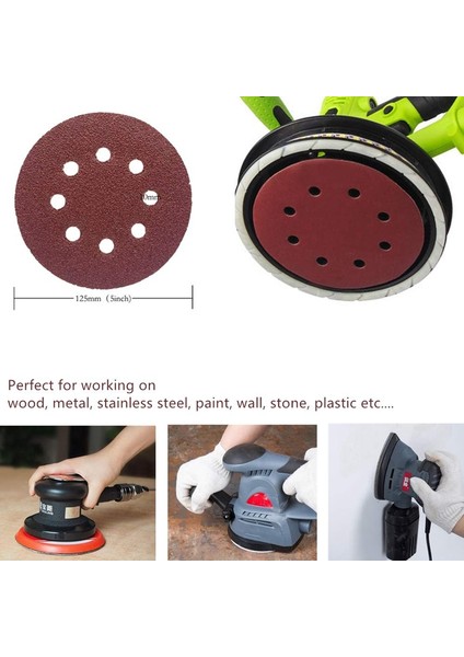 Inç 8 Delikli Zımpara Diski 40 60 80 150 240 320 Kum Çeşitli Aşındırıcı Zımpara Kağıdı Kanca ve Döngü Orbital Zımpara Pedi (Yurt Dışından) indirimleri