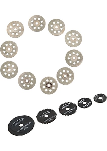 10 Adet Mini 22MM Elmas Kesme Diski Testere Bıçağı Değirmen Sac ve 6 Adet Metal Hss Daire Testere Bıçağı Seti Kesme Diskleri (Yurt Dışından)