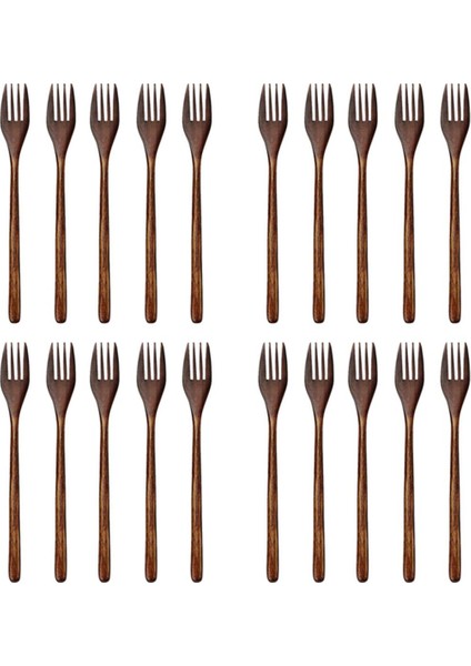 20 Adet Çevre Dostu Japon Salata Yemek Çatalı Sofra Yemek Takımı Çocuklar Için Yetişkin (20 Adet Hiçbir Halat Ahşap Çatal) (Yurt Dışından)