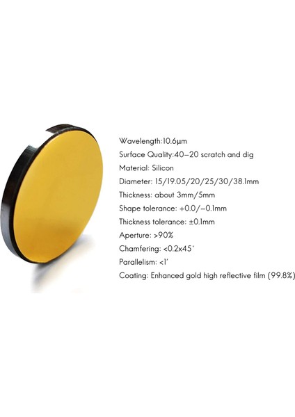 Çap 20MM, Kalınlık 3mm, Silikon Altın Kaplama Reflektif Lens (Yurt Dışından)