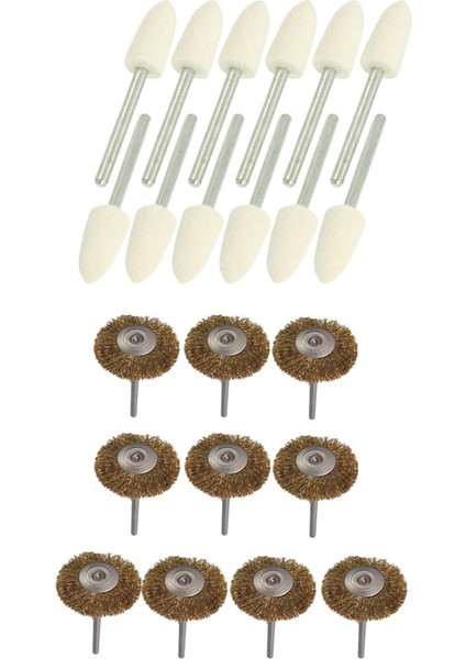 12 Adet Parlatma Parlatma Aleti 8.5mm Konik Montajlı Keçe Bobs 3mm Şaft ve 10 Adet Pirinç Tel Fırça Yuvarlak Fırça Disk Fırça Fincan Fırçası 25MM Dremel Için (Yurt Dışından)