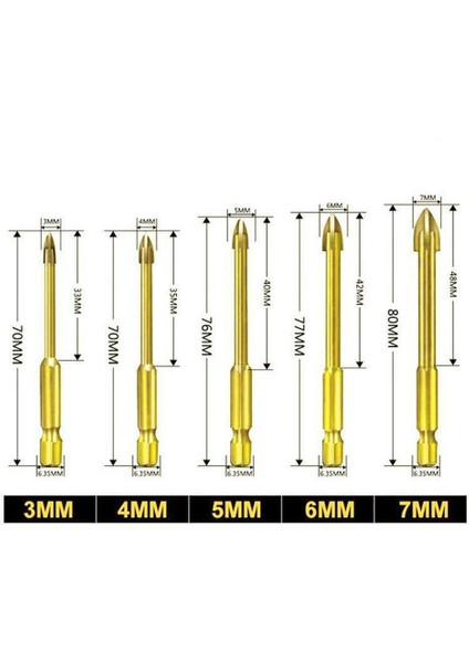 Adet/takım 3-7mm Matkap Ucu Kiti Evrensel Yüksek Verimli Anti-Pas Matkap Ucu Tamamen Cilalı Yardımcı Renk (Yurt Dışından)
