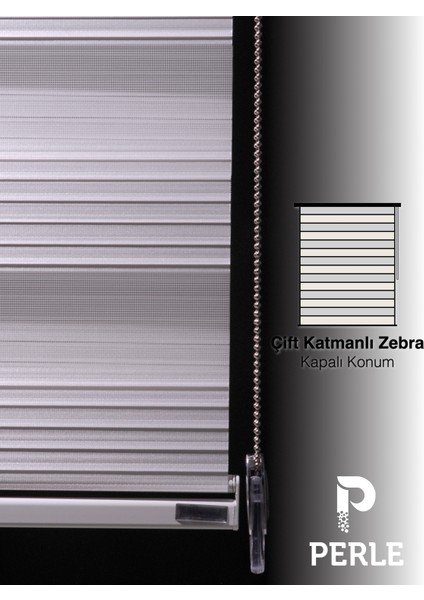 Pliseli Ekru Renk Zebra Perde Yüksek Kalite Alüminyum Kasa