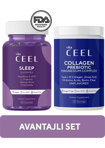 Vita Ceel 2 'li Uyku Vitamini Magnezyum Complex, Collagen Tip 1, 3