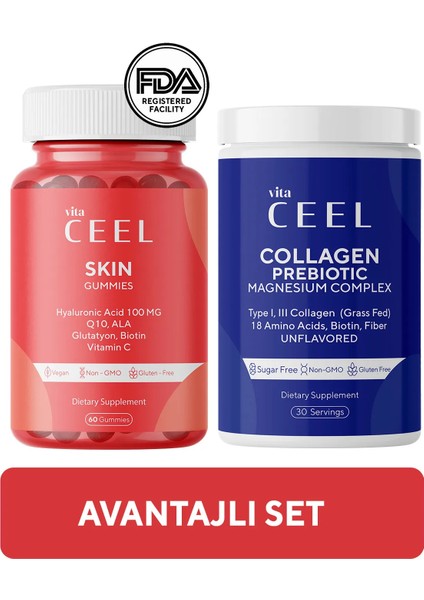 Vita Ceel 2'li Cilt Vitamini ve Magnezyum Complex, Collagen Tip 1, 3