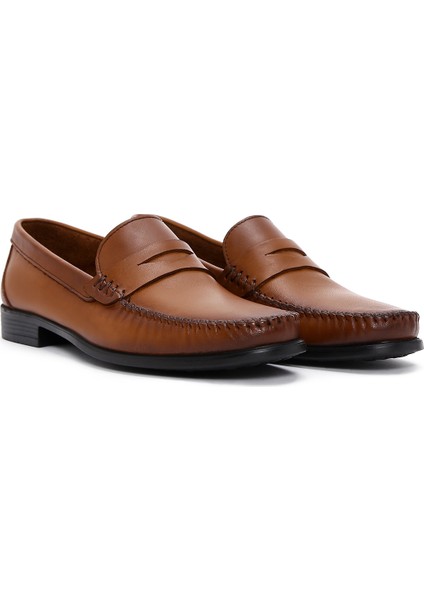 Erkek Taba Deri Casual Loafer
