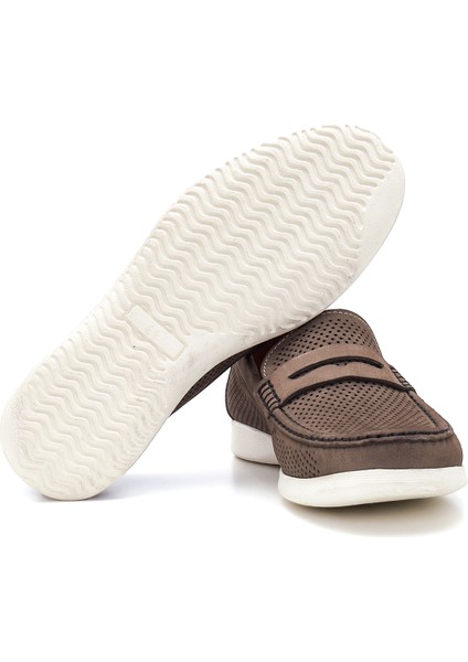 Erkek Vizon Nubuk Deri Casual Loafer