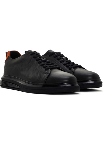 Erkek Haki Bağcıklı Deri Sneaker