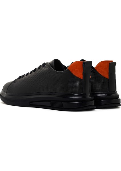 Erkek Haki Bağcıklı Deri Sneaker