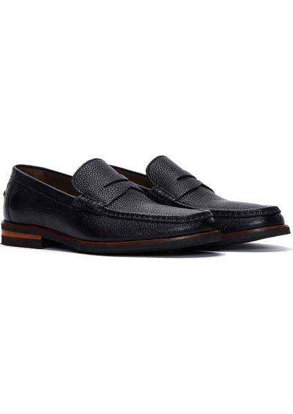 Erkek Siyah Deri Casual Loafer