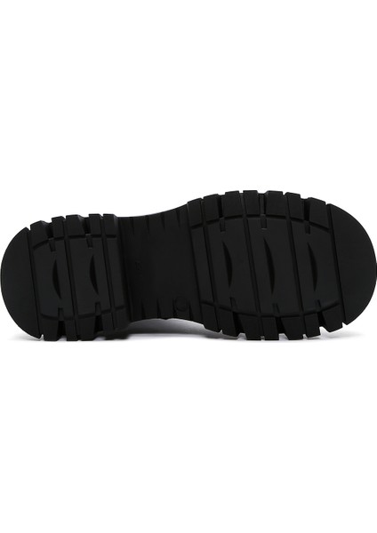 Kadın Siyah Rugan Deri Kalın Tabanlı Postal Bot indirimleri