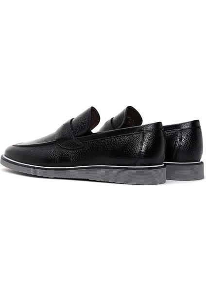 Erkek Siyah Deri Casual Loafer