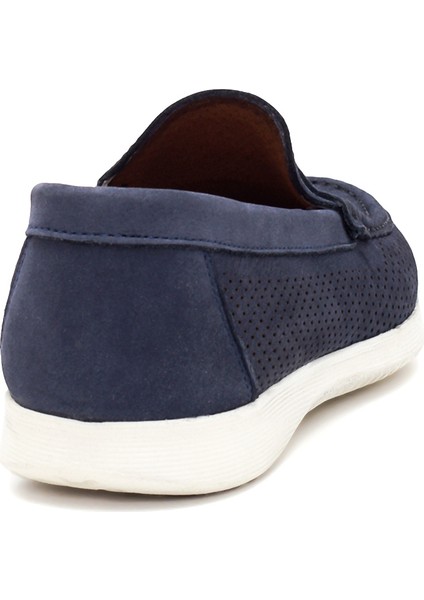 Erkek Lacivert Nubuk Deri Casual Loafer