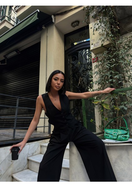 Kadın Poliviskon Cepken Yelek Pantolon Takım