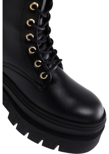 Kadın Siyah Kalın Tabanlı Fermuarlı Postal Bot fiyatları