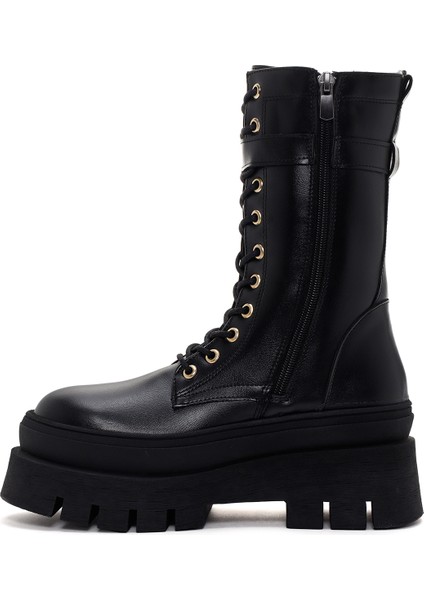 Kadın Siyah Kalın Tabanlı Fermuarlı Postal Bot modelleri