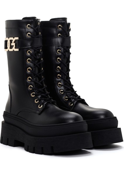 Kadın Siyah Kalın Tabanlı Fermuarlı Postal Bot fırsatları