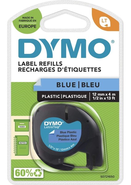 Letratag Şerit Plastik 12 mm * 4 mt Mavi (59426)