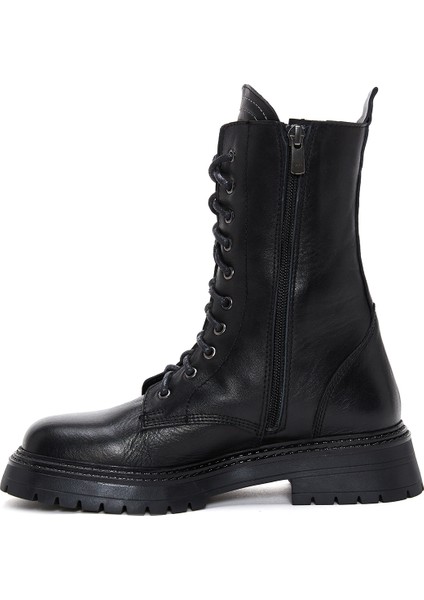 Kadın Siyah Deri Fermuarlı Postal Bot fiyatları