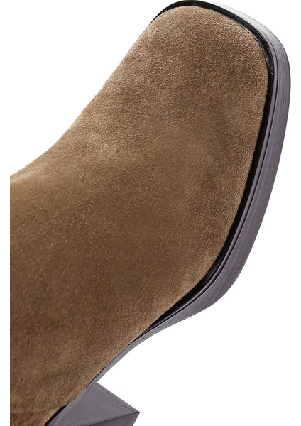 Kadın Kahverengi Süet Deri Topuklu Bot fiyatları