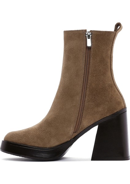 Kadın Kahverengi Süet Deri Topuklu Bot fırsatları