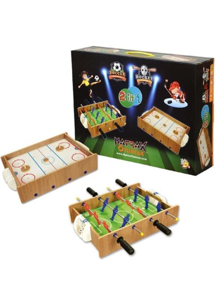 Ahşap Hokey ve Masa Maçı Oyunu Langırt 2’si 1 Arada