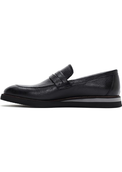 Erkek Siyah Deri Casual Loafer