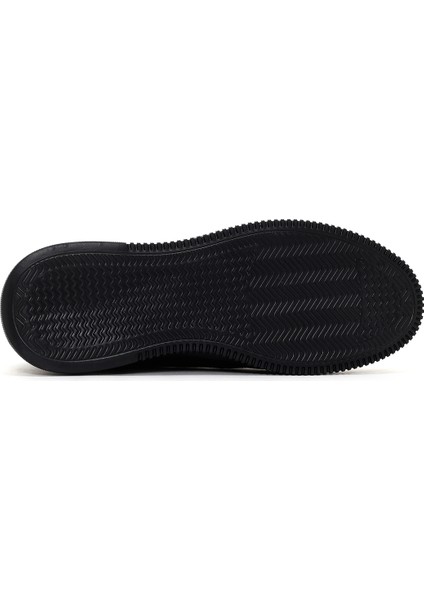 Erkek Siyah Bağcıklı Deri Sneaker