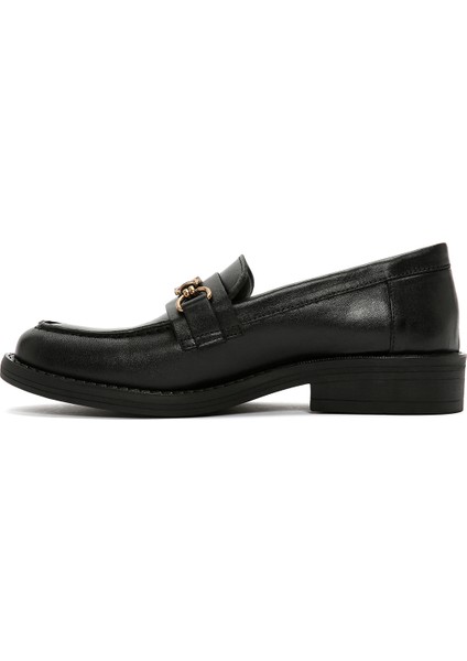 Kadın Siyah Toka Detaylı Deri Maskülen Loafer fiyatları