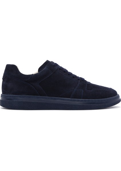 Erkek Lacivert Bağcıklı Süet Deri Sneaker