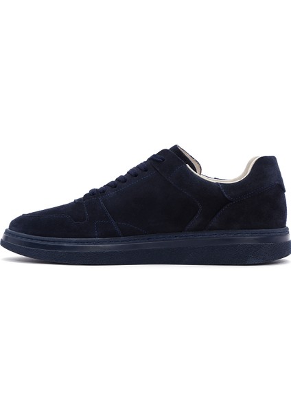 Erkek Lacivert Bağcıklı Süet Deri Sneaker