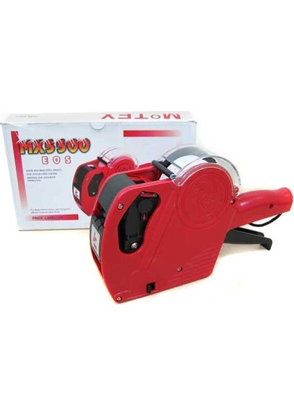 Etiket Makinesi MX5500 Kırmızı Renkli Yedek Kartuşlu Etiketleme Aracı
