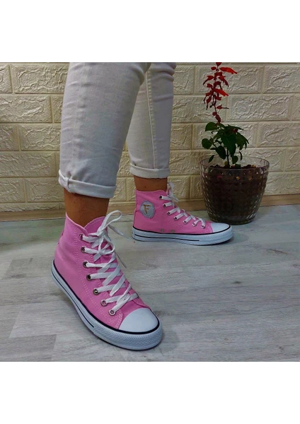 555 Pembe Uzun Unisex Sneaker Keten Spor Ayakkabı