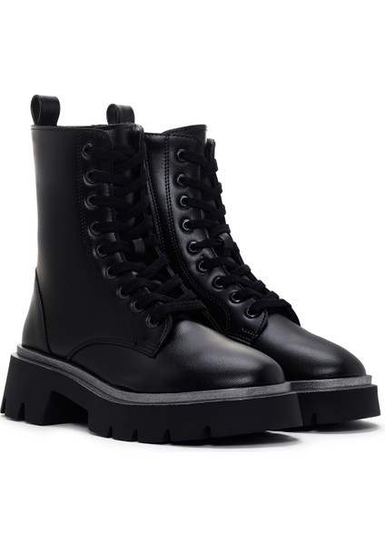 Kadın Siyah Kalın Tabanlı Fermuarlı Postal Bot fırsatları