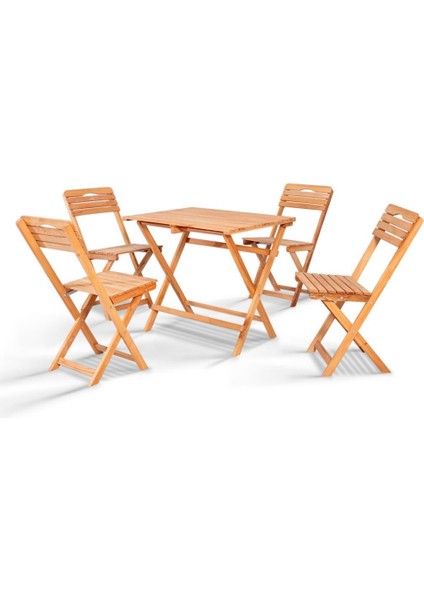 Nar Sokağı Bahçe Takımı Pita 4+1 Ahşap Bahçe Balkon Bistro Set