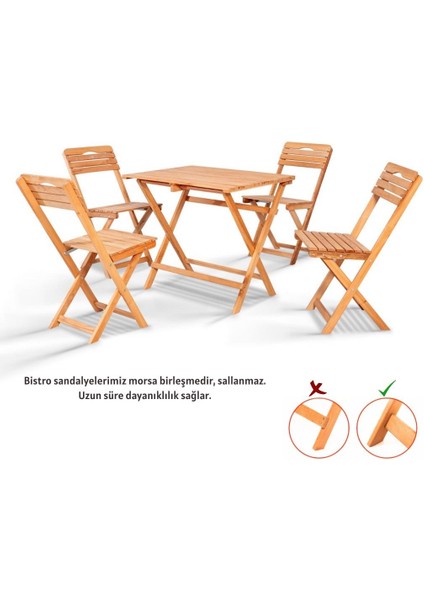 Nar Sokağı Bahçe Takımı Pita 4+1 Ahşap Bahçe Balkon Bistro Set