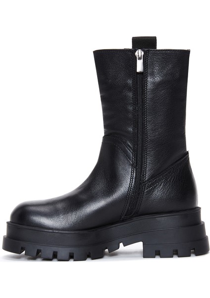 Kadın Siyah Kalın Tabanlı Deri Bot fiyatları