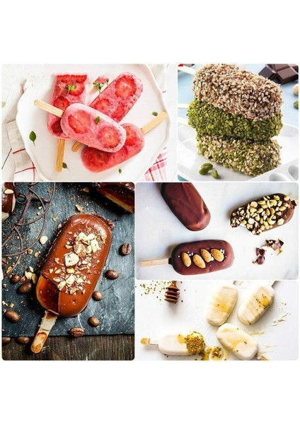 Tekno Trust Magnum Dondurma Kalıbı ve 50 Adet Ahşap Çubuk -4'lü Büyük Boy Pratik Magnum Silikon Dondurma Kalıbı fiyatları