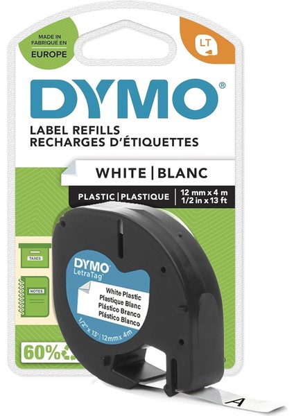 Letratag Şerit Plastik 12 mm * 4 mt Beyaz (59422)