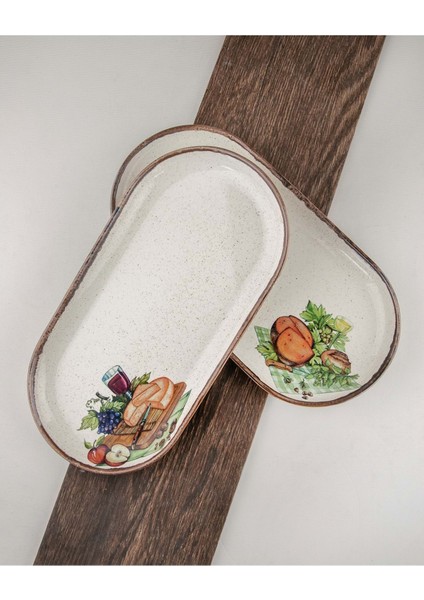 Retro Cheese & Wine 2 Adet Porselen Kayık Tabak fiyatları