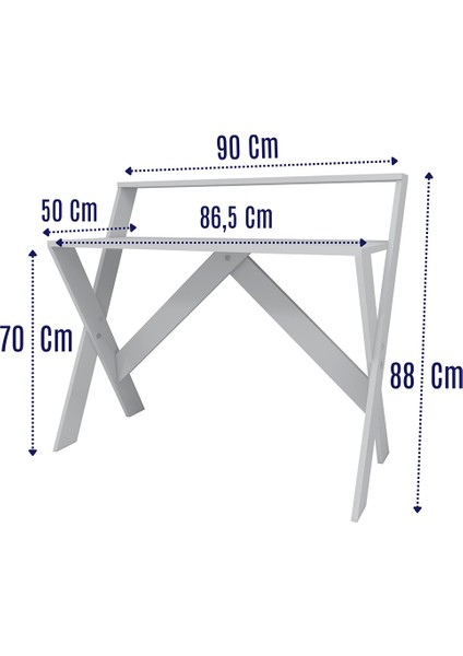 Iqas 50X90 cm Çalışma Masası Laptop Bilgisayar Masası Ofis Ders Yemek Çocuk Masası Antrasit - Beyaz